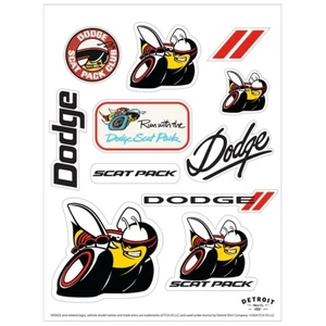 Dodge Scat Pack 11-Decal Sticker Sheet Run with The Scat Pack, Angry Bee, Scat Pack Club & Dodge Decals 6"x8" Indoor/Outdoor Peel-Off Stickers Dodge Scat Pack 11-Decal Sticker Sheet Run with The Scat Pack, Angry Bee, Scat Pack Club & Dodge Decals 6"x8" Indoor/Outdoor Peel-Off Stickers