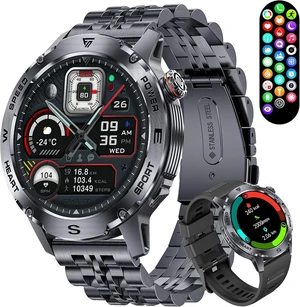 Military Smart Watch for Men,1.43'' AMOLED Rugged Smart Watch with 600mAh Battery/Heart Rate/Blood Pressure/Sleep Monitor,IP68 Waterproof Fitness Tracker Black Watch for Android iPhone Military Smart Watch for Men,1.43'' AMOLED Rugged Smart Watch with 600mAh Battery/Heart Rate/Blood Pressure/Sleep Monitor,IP68 Waterproof Fitness Tracker Black Watch for Android iPhone