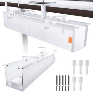 Under Desk Cable Management Tray, Mesh Fabric - Excellent Heat Dissipation Fire-Resistant Thickened Nylon MaterialClamp Mount Cable Organizer to Hide Power StripLarge Capacity Office Cord Organizer Under Desk Cable Management Tray, Mesh Fabric - Excellent Heat Dissipation Fire-Resistant Thickened Nylon MaterialClamp Mount Cable Organizer to Hide Power StripLarge Capacity Office Cord Organizer