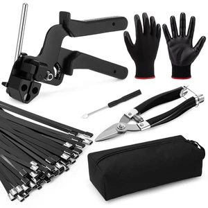 200 Pcs 11.8 Inch Stainless Steel Cable Tie Gun Set, Black Heavy Duty Metal Zip Tie, Wire Ties, Adjustable Fastening Cutting Tool, for Outdoor Exhaust Wrapping Fence Workshop 200 Pcs 11.8 Inch Stainless Steel Cable Tie Gun Set, Black Heavy Duty Metal Zip Tie, Wire Ties, Adjustable Fastening Cutting Tool, for Outdoor Exhaust Wrapping Fence Workshop