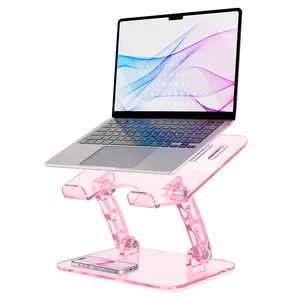 Pink Acrylic Laptop Stand for Desk,Adjustable Height Portable Foldable Clear Laptop Holder Riser,Compatible with Notebook MacBook Air Pro, Dell XPS, HP 10-17.3 inErgonomic Cute Computer Stand Pink Acrylic Laptop Stand for Desk,Adjustable Height Portable Foldable Clear Laptop Holder Riser,Compatible with Notebook MacBook Air Pro, Dell XPS, HP 10-17.3 inErgonomic Cute Computer Stand