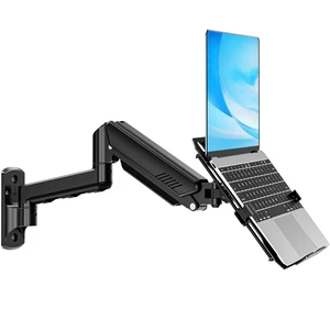 Laptop Wall Mount, Adjustable Laptop Mount for Max 17" Notebook or Max 32" Monitor, Wall Mount Laptop Holder Holds 4.4-22lbs, 2-in-1 Laptop Arm with Ventilated Tray Laptop Wall Mount, Adjustable Laptop Mount for Max 17" Notebook or Max 32" Monitor, Wall Mount Laptop Holder Holds 4.4-22lbs, 2-in-1 Laptop Arm with Ventilated Tray
