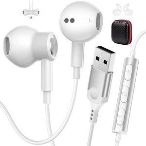 USB Earbuds Wired with Microphone for PC,USB-A Headset for Computer Wired USB Headsphones with Mic/7.5ft long Cord,Magnetic Corded Headset for HP/Dell Laptop Home Office Zoom School,White USB Earbuds Wired with Microphone for PC,USB-A Headset for Computer Wired USB Headsphones with Mic/7.5ft long Cord,Magnetic Corded Headset for HP/Dell Laptop Home Office Zoom School,White
