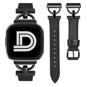 Leather Band Compatible with Fitbit Versa 2 Bands for Women Dressy Slim Leather Strap Wristband with D-Shape Metal Buckle for Fitbit Versa/Versa 2/Versa Lite/Versa SE Smart Watch Leather Band Compatible with Fitbit Versa 2 Bands for Women Dressy Slim Leather Strap Wristband with D-Shape Metal Buckle for Fitbit Versa/Versa 2/Versa Lite/Versa SE Smart Watch