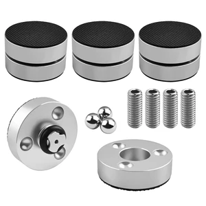 HiFi Audio Isolation Feet for Turntable 4 Packs Silver Dual-layer Aluminum Alloy with 3-Ball Bearings, Non-slip Rubber Rings, Pad and M8 Screws, 39mmx24mm, for Subwoofers, Speakers HiFi Audio Isolation Feet for Turntable 4 Packs Silver Dual-layer Aluminum Alloy with 3-Ball Bearings, Non-slip Rubber Rings, Pad and M8 Screws, 39mmx24mm, for Subwoofers, Speakers