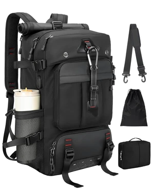 Travel Backpack for Men, 40L Carry on Backpack For Camping,Weekender Black Large Carry On, Convertible Duffle Bag, Shoe Compartment, Fits 16 Inch Laptop, Durable Travel Backpack for Men, 40L Carry on Backpack For Camping,Weekender Black Large Carry On, Convertible Duffle Bag, Shoe Compartment, Fits 16 Inch Laptop, Durable