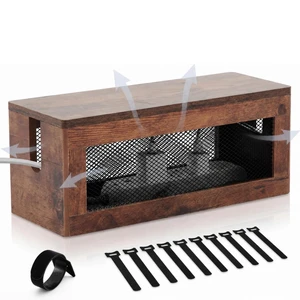 Extra Large Cable Management Box, 16'' Wood Cord Box Organizer with Ventilation Nets & Organizer for Power Strip, TV Wires & Desk Cable Storage, Magnetic Lid Hide Floor Cables Extra Large Cable Management Box, 16'' Wood Cord Box Organizer with Ventilation Nets & Organizer for Power Strip, TV Wires & Desk Cable Storage, Magnetic Lid Hide Floor Cables