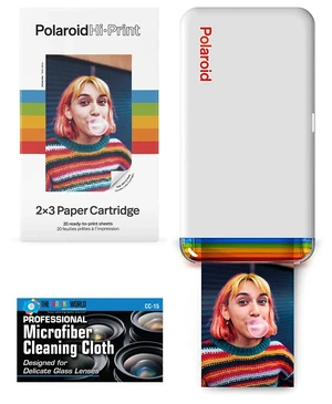 Polaroid Hi-Print - Bluetooth Connected 2x3 Pocket Phone Photo Printer with Polaroid Hi·Print 2x3 Paper Cartridge (20 Sheets) and Microfiber Cloth Polaroid Hi-Print - Bluetooth Connected 2x3 Pocket Phone Photo Printer with Polaroid Hi·Print 2x3 Paper Cartridge (20 Sheets) and Microfiber Cloth