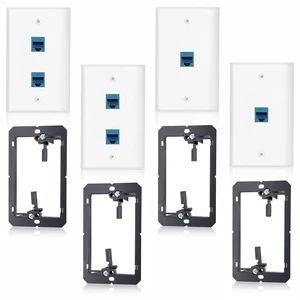 Ethernet Wall Plate with Mounting Bracket, 2Pcs 1-Port & 2Pcs 2-Port Cover Cat6 RJ45 Keystone Jack Blue Coupler Female to Female, Network Cable Ethernet Wall Outlet Connector, 4 Pack White Ethernet Wall Plate with Mounting Bracket, 2Pcs 1-Port & 2Pcs 2-Port Cover Cat6 RJ45 Keystone Jack Blue Coupler Female to Female, Network Cable Ethernet Wall Outlet Connector, 4 Pack White
