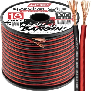 18 AWG Gauge Speaker Wire (100 Feet) Car or Home Theater (OFC) Pure OFC Copper, 18/2 Speaker Cable, 2-Conductor, Frosted Red/Black, Easy Strip, Polarity ID, for Car Audio & Home Stereo 18 AWG Gauge Speaker Wire (100 Feet) Car or Home Theater (OFC) Pure OFC Copper, 18/2 Speaker Cable, 2-Conductor, Frosted Red/Black, Easy Strip, Polarity ID, for Car Audio & Home Stereo