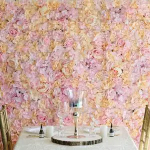 Efavormart Pack of 4 | 13 Sq. Ft. Pink Champagne Silk Flower Wall Panels, 3D Floral Backdrop Mat with Peonies and Hydrangeas for Bridal Showers and Photo Booths Efavormart Pack of 4 | 13 Sq. Ft. Pink Champagne Silk Flower Wall Panels, 3D Floral Backdrop Mat with Peonies and Hydrangeas for Bridal Showers and Photo Booths