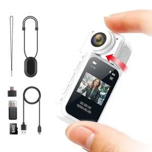S70 Pro Tiny Thumb Action Camera - Mount Anywhere. Small Body with Spring Clip, Portable Vlogging Camera for Cycling, Motorcycle & More, Hands-Free POV Recording, Helmet Camera, White S70 Pro Tiny Thumb Action Camera - Mount Anywhere. Small Body with Spring Clip, Portable Vlogging Camera for Cycling, Motorcycle & More, Hands-Free POV Recording, Helmet Camera, White