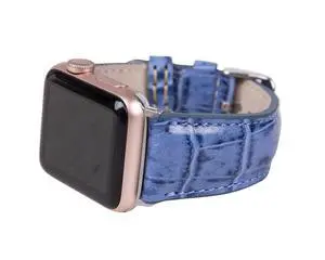 Croco Pattern Blue Leather Band for Apple Watch Croco Pattern Blue Leather Band for Apple Watch