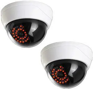 Fake CCTV Security Dummy Dome Camera with Red LED Light for Home, Shop, Business, etc. (2 Pack) Fake CCTV Security Dummy Dome Camera with Red LED Light for Home, Shop, Business, etc. (2 Pack)