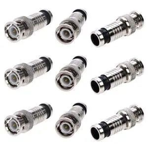 RG59 BNC Compression Connector Fixed Pin, All-Metal Nickel-Plated, 360° Radial Compression for Secure Signal, Weatherproof, Indoor/Outdoor, Compatible with CCTV, DVR, and Coaxial Cable (30 PCS) RG59 BNC Compression Connector Fixed Pin, All-Metal Nickel-Plated, 360° Radial Compression for Secure Signal, Weatherproof, Indoor/Outdoor, Compatible with CCTV, DVR, and Coaxial Cable (30 PCS)