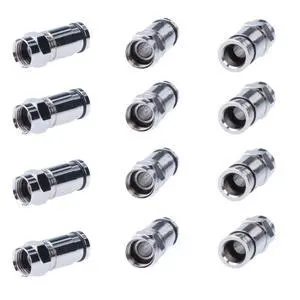 RG6 F Type Compression Connector, All-Metal Coaxial Fitting Plug for Satellite & Cable TV Compatible with Standard Compression Tools, 0.3 MHz to 3 GHz Range (20 PCS) RG6 F Type Compression Connector, All-Metal Coaxial Fitting Plug for Satellite & Cable TV Compatible with Standard Compression Tools, 0.3 MHz to 3 GHz Range (20 PCS)