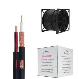 RG59/U Siamese Cable CCTV Video Wire 20-Gauge + 18/2 AWG Power with 95% Shielding, 250ft, Black RG59/U Siamese Cable CCTV Video Wire 20-Gauge + 18/2 AWG Power with 95% Shielding, 250ft, Black