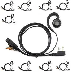 10-Pack G-Shaped in-Ear Headphone with Clip on PTT for Kenwood 2 Pin TH-K20A TK-3160 TK-3180 TK-3360 TH-235 NX-320 KPG87D K2 10-Pack G-Shaped in-Ear Headphone with Clip on PTT for Kenwood 2 Pin TH-K20A TK-3160 TK-3180 TK-3360 TH-235 NX-320 KPG87D K2