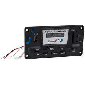 12 VDC Bluetooth 4.0 FM Radio MP3 WAV FLAC Audio Preamp Board with Function Cables and Remote 12 VDC Bluetooth 4.0 FM Radio MP3 WAV FLAC Audio Preamp Board with Function Cables and Remote