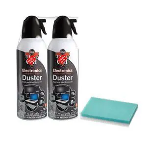 Compressed Air Duster for Electronics 10oz (Pack of 2) with Cleaning Sponge Dust-Off Spray for Computers, Keyboards, Cameras, Consoles Ozone Safe & Residue Free Compressed Air Duster for Electronics 10oz (Pack of 2) with Cleaning Sponge Dust-Off Spray for Computers, Keyboards, Cameras, Consoles Ozone Safe & Residue Free