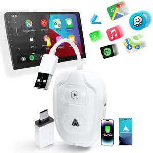 Wireless Carplay & Android Auto Adapter 2 in 1 Auto CarPlay & Android Auto Wireless 2024 Upgrade Dongle for Converts Wired to Wireless Compatibility Auto for Cars Model 2016+ Plug & Play, White Wireless Carplay & Android Auto Adapter 2 in 1 Auto CarPlay & Android Auto Wireless 2024 Upgrade Dongle for Converts Wired to Wireless Compatibility Auto for Cars Model 2016+ Plug & Play, White