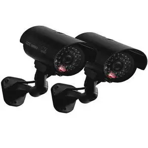 Fake Camera, Dummy Camera CCTV Surveillance System with Realistic Red LED Flashing Light for Outdoor and Indoor + Warning Sticker (2 Pack, Black) Fake Camera, Dummy Camera CCTV Surveillance System with Realistic Red LED Flashing Light for Outdoor and Indoor + Warning Sticker (2 Pack, Black)