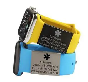 Medical alert Id Tag for watch band - Watch band 22mm 28mm - Stainless steel ID tag Medical alert Id Tag for watch band - Watch band 22mm 28mm - Stainless steel ID tag