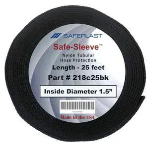 Caplugs PTPS Series Safeplast Nylon Hose Sleeve, Black Polyester, 1.5" ID x 25' L Abrasion Reduction, Burst and UV Guard, Fire Safe, MSHA Approved (1218c25BK) Caplugs PTPS Series Safeplast Nylon Hose Sleeve, Black Polyester, 1.5" ID x 25' L Abrasion Reduction, Burst and UV Guard, Fire Safe, MSHA Approved (1218c25BK)