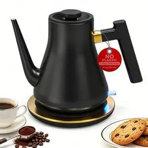 Gooseneck Electric Kettle 1000W | Pour Over Coffee Kettle with Steady Flow Spout & Balanced Handle, 0.8L Matte Black Tea Kettle for Home Barista Espresso Station Countertop- Black Gooseneck Electric Kettle 1000W | Pour Over Coffee Kettle with Steady Flow Spout & Balanced Handle, 0.8L Matte Black Tea Kettle for Home Barista Espresso Station Countertop- Black