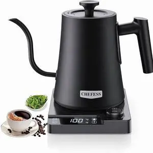 Gooseneck Electric Kettle, ±1°F Temperature Control, Up to 24H Keep Warm, 1.0L 1200W Fast Heating, 304 Stainless Steel Interior, Built-in Brew Timer, Pour Over Kettle for Coffee and Tea Gooseneck Electric Kettle, ±1°F Temperature Control, Up to 24H Keep Warm, 1.0L 1200W Fast Heating, 304 Stainless Steel Interior, Built-in Brew Timer, Pour Over Kettle for Coffee and Tea