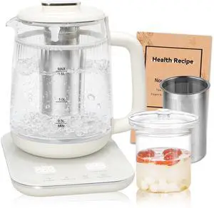 Double-Layer Electric Kettle1.5L with Stew Pot,Glass Health Pot, 9-in-1 Glass Tea Maker, Programmable Touch Panel, Stainless Steel Base for Soup, Porridge, Herbal Tea Double-Layer Electric Kettle1.5L with Stew Pot,Glass Health Pot, 9-in-1 Glass Tea Maker, Programmable Touch Panel, Stainless Steel Base for Soup, Porridge, Herbal Tea