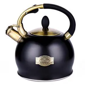 Whistling Tea Kettle, 2.7QT Food-Grade Steel Teapot, BLACK Whistling Tea Kettle, 2.7QT Food-Grade Steel Teapot, BLACK