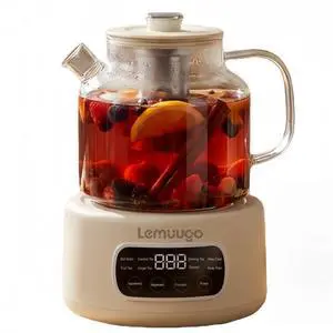 Lemuugo 1.2L Glass Tea Kettle with Infuser, Temp Control, 24H Timer Lemuugo 1.2L Glass Tea Kettle with Infuser, Temp Control, 24H Timer