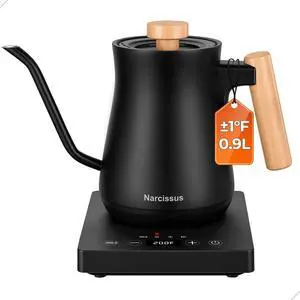 P901 Gooseneck Electric Kettle with ±1 Temperature Control Function, 0.9 Liters, 1200 Watt Rapid Boiling in 5 Mins, Max 6 Hours Keeping Warm, 304 Stainless Steel Interior, BPA Free, Black P901 Gooseneck Electric Kettle with ±1 Temperature Control Function, 0.9 Liters, 1200 Watt Rapid Boiling in 5 Mins, Max 6 Hours Keeping Warm, 304 Stainless Steel Interior, BPA Free, Black