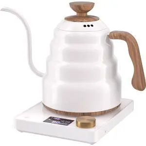 Electric Gooseneck Kettle, 30oz/0.9L Intelligent Temperature Control, Quick Heating, 304 Stainless Steel for Pour Over Coffee, Brew Tea, Boil Hot Water, 1000W White Electric Gooseneck Kettle, 30oz/0.9L Intelligent Temperature Control, Quick Heating, 304 Stainless Steel for Pour Over Coffee, Brew Tea, Boil Hot Water, 1000W White