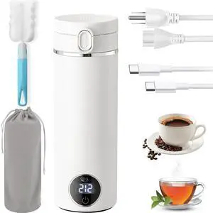 Portable Electric Travel Kettle, 500ml Portable Kettle with USB-C, Mini Travel Hot Water Boiler with Carry Handle & 6 Adjustable Temperature Settings, Dual Power Modes for Home Car Camping Portable Electric Travel Kettle, 500ml Portable Kettle with USB-C, Mini Travel Hot Water Boiler with Carry Handle & 6 Adjustable Temperature Settings, Dual Power Modes for Home Car Camping