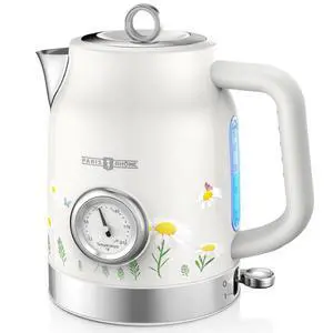Retro Stainless Steel Electric Kettle, 1.7L Cordless Hot Water Tea Kettle with Thermometer, 1500W Fast Heating, LED Indicator, Auto Shut-Off & Boil Dry Protection Retro Stainless Steel Electric Kettle, 1.7L Cordless Hot Water Tea Kettle with Thermometer, 1500W Fast Heating, LED Indicator, Auto Shut-Off & Boil Dry Protection
