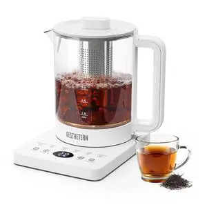 Electric Tea Kettle with Infuser, 1.5L Glass Water Boiler with Temperature Control, 24H Keep Warm & Auto Shut-Off, White Electric Tea Kettle with Infuser, 1.5L Glass Water Boiler with Temperature Control, 24H Keep Warm & Auto Shut-Off, White