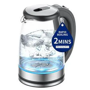Electric Kettle Glass 2L, 1500W Fast Boiling Hot Water Boiler with Auto Shut-Off, LED Light, BPA-Free, Borosilicate Glass, Stainless Steel Interior, Wide Opening, Display Refrigerator with Door Electric Kettle Glass 2L, 1500W Fast Boiling Hot Water Boiler with Auto Shut-Off, LED Light, BPA-Free, Borosilicate Glass, Stainless Steel Interior, Wide Opening, Display Refrigerator with Door