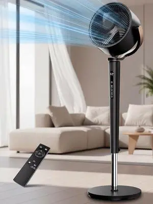 Smart Fan for Bedroom, 120° +120° 3D Oscillating Fan, 120ft Quiet Pedestal Fan with Remote/Ambient Light/Timer, Standing Fan with 16 Speeds, 4 Modes, 20dB, 38-46" Floor Fan for Room Smart Fan for Bedroom, 120° +120° 3D Oscillating Fan, 120ft Quiet Pedestal Fan with Remote/Ambient Light/Timer, Standing Fan with 16 Speeds, 4 Modes, 20dB, 38-46" Floor Fan for Room