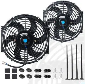 10 Inch 10 Black Universal Electric Radiator Slim Fan 12V 80W High Performance Cooling Push Pull w/Mounting Kit 2PCS 10 Inch 10 Black Universal Electric Radiator Slim Fan 12V 80W High Performance Cooling Push Pull w/Mounting Kit 2PCS