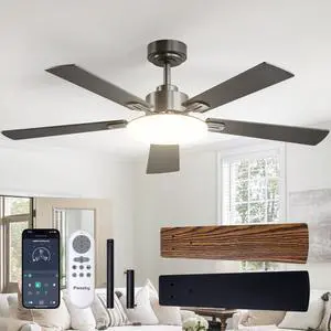 52 Inch Black Sleek Ceiling Fans with Lights, Remote Control 52 Inch Black Sleek Ceiling Fans with Lights, Remote Control