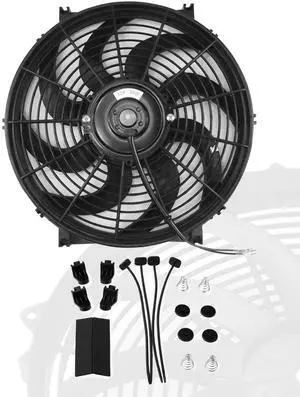 12" inch Slim Fan Pull Electric Radiator Cooling Fans 12V Mount Kit Unversal Black 12" inch Slim Fan Pull Electric Radiator Cooling Fans 12V Mount Kit Unversal Black