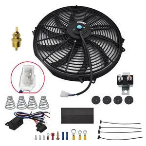 16" Electric Radiator Fan HIGH 3000+CFM Thermostat Wiring Switch Relay KIT Black 16" Electric Radiator Fan HIGH 3000+CFM Thermostat Wiring Switch Relay KIT Black