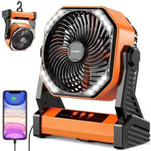 20000mAh Battery Powered Camping Fan, 58Hrs Rechargeable Portable Fan, 400LM Light, 360° Hook, Whisper Quiet Battery Operated Fan for Outdoor Car Travel Gear Essentials Power Outages Co-brand AMACOOL 20000mAh Battery Powered Camping Fan, 58Hrs Rechargeable Portable Fan, 400LM Light, 360° Hook, Whisper Quiet Battery Operated Fan for Outdoor Car Travel Gear Essentials Power Outages Co-brand AMACOOL