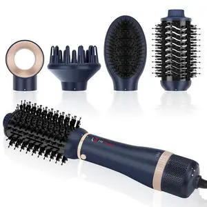Hair Dryer Brush Set, I4 in 1 Blowout Brush, Negative Ion Detachable Hair Dryer & Styler Volumizer Hot Air Hair Dryer Brush with 2 Styling Brush Heads, Prussian Blue Hair Dryer Brush Set, I4 in 1 Blowout Brush, Negative Ion Detachable Hair Dryer & Styler Volumizer Hot Air Hair Dryer Brush with 2 Styling Brush Heads, Prussian Blue