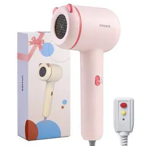 Kids Hair Dryer, Travel Small Hair Dryer for Children, Mini Ionic Quiet Kids Blow Dryer with ALCI Safety Plug, 3 Speed Settings, Anti-Scald, Kids Birthday Gift for Baby Hair Accessories, Pink Kids Hair Dryer, Travel Small Hair Dryer for Children, Mini Ionic Quiet Kids Blow Dryer with ALCI Safety Plug, 3 Speed Settings, Anti-Scald, Kids Birthday Gift for Baby Hair Accessories, Pink