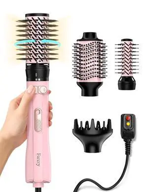 Hot Air Brush 1000W 4-in-1 Volumizer & Styler for Damp Hair, Hold-to-Rotate Round Brush Hair Dryer Brush for Volume, Smooth & Curl, Diffuser Included, Best for Fine to Medium-Thick Hair Hot Air Brush 1000W 4-in-1 Volumizer & Styler for Damp Hair, Hold-to-Rotate Round Brush Hair Dryer Brush for Volume, Smooth & Curl, Diffuser Included, Best for Fine to Medium-Thick Hair