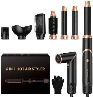 6 in 1 Hair Dryer Brush, Foldable Blow Dryer Brush with Air Styler Curler Wrap, Detachable Hot Air Brush Dry,Volumize, Straight,Curl, Negative Ion Brush Blow Dryer with Diffuser, Hair Styler Tools 6 in 1 Hair Dryer Brush, Foldable Blow Dryer Brush with Air Styler Curler Wrap, Detachable Hot Air Brush Dry,Volumize, Straight,Curl, Negative Ion Brush Blow Dryer with Diffuser, Hair Styler Tools