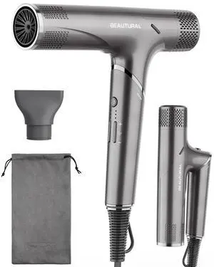 1600W High-Speed Foldable Dual Voltage Travel Hair Dryer, Gray 1600W High-Speed Foldable Dual Voltage Travel Hair Dryer, Gray